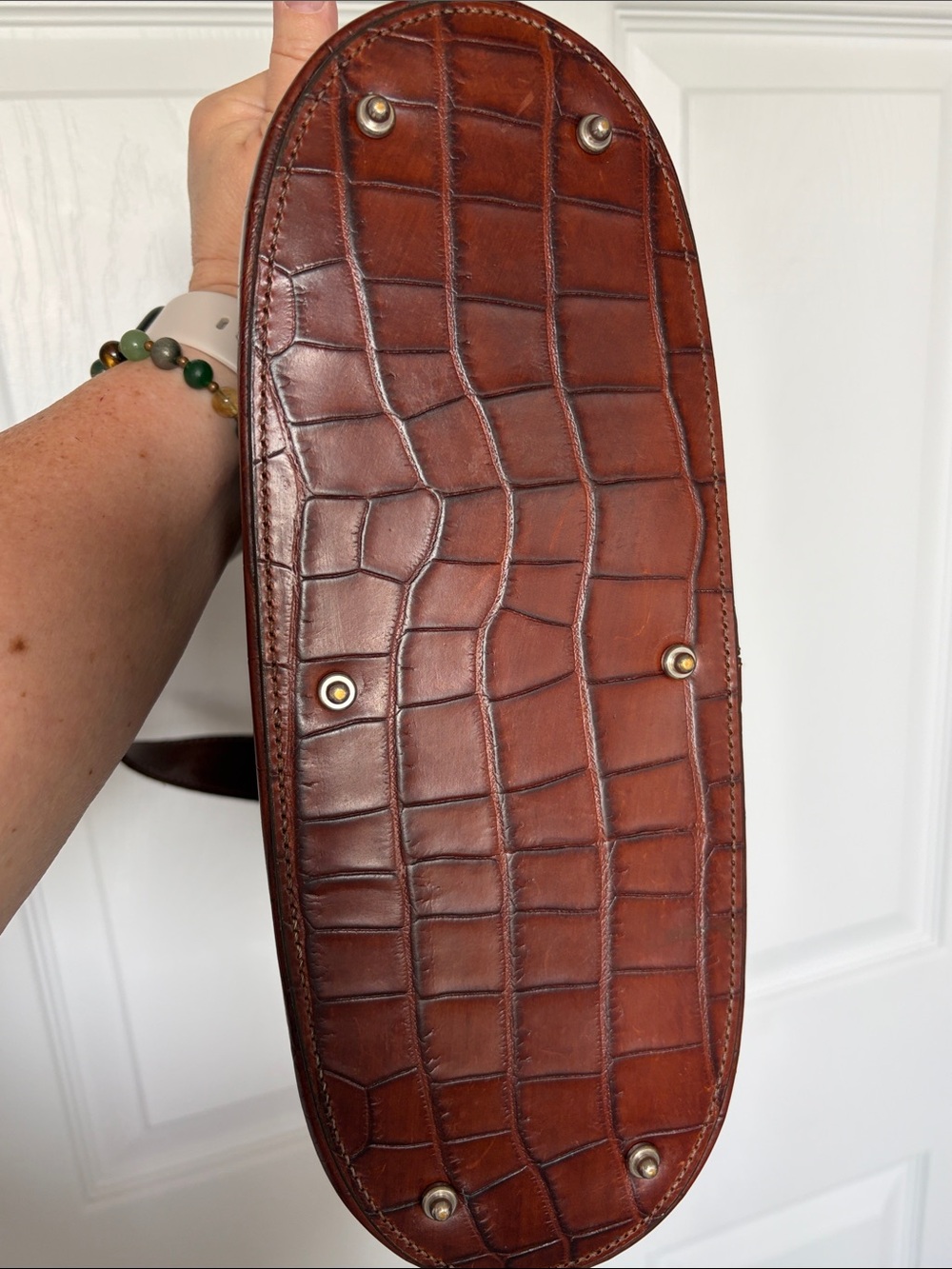 Dooney & Bourke Dark Brown Croc-Embossed Leather Shoulder Bag - Picture 13 of 14